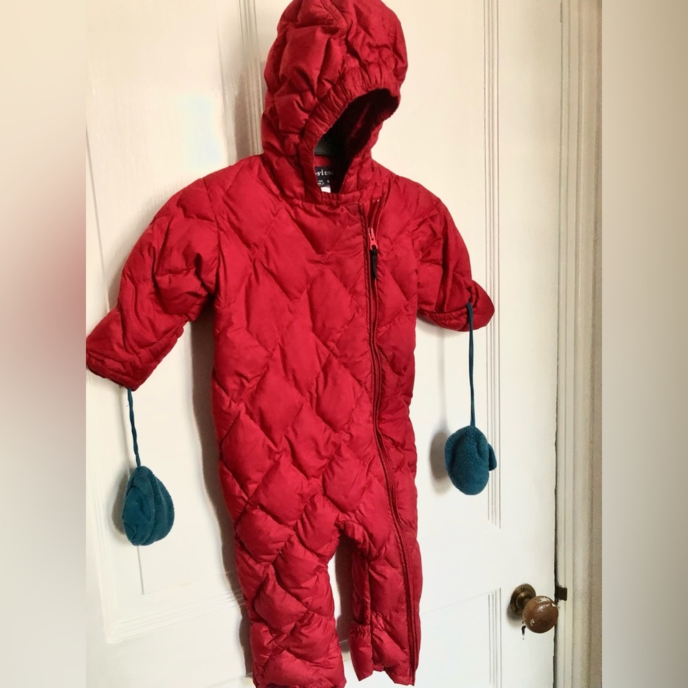 Lands End 6-12 month red baby bunting